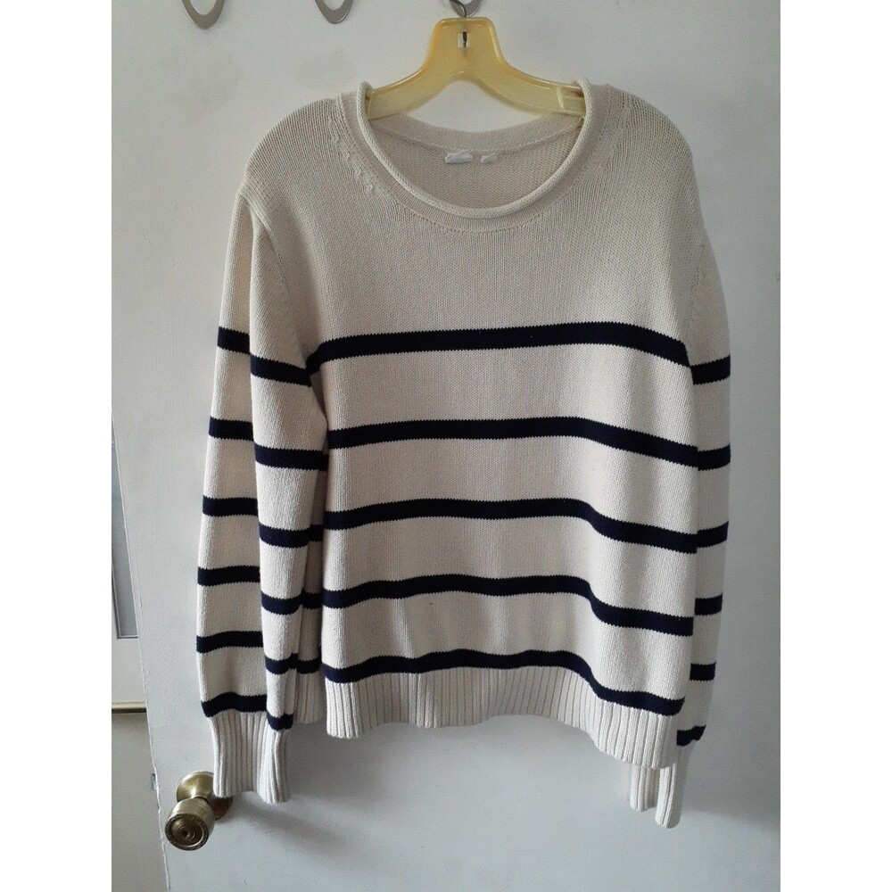 Gap Women's XXL Off White Navy Cotton Striped Sweater Preppy Nautical Look 2x - Picture 1 of 5